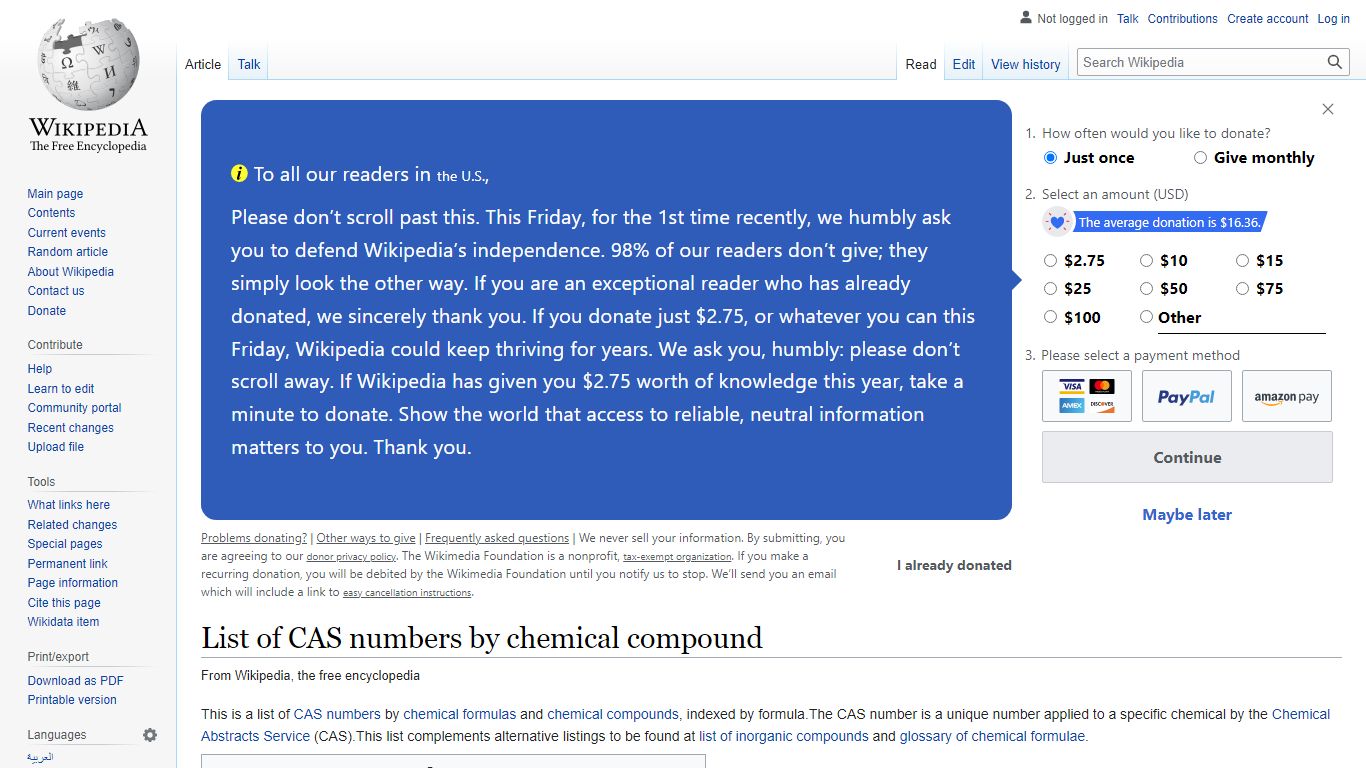 List of CAS numbers by chemical compound - Wikipedia