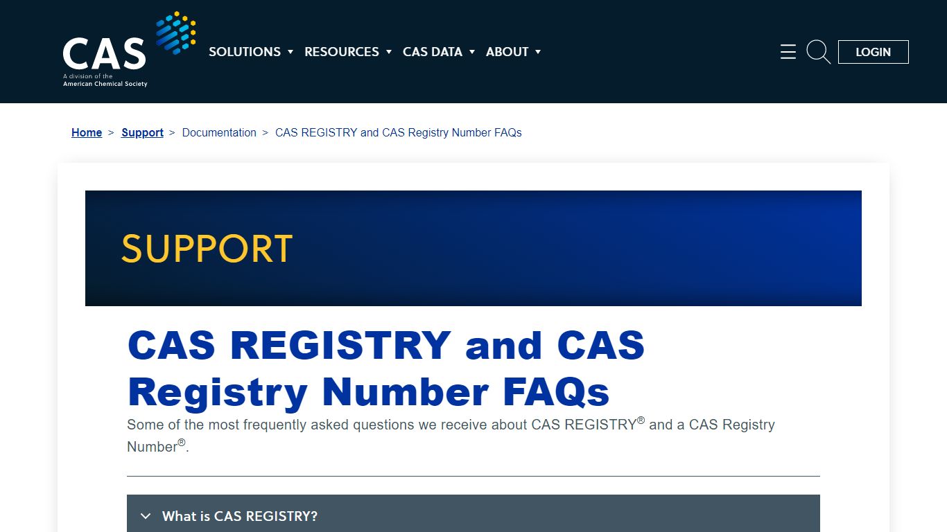 CAS REGISTRY and CAS Registry Number FAQs | CAS